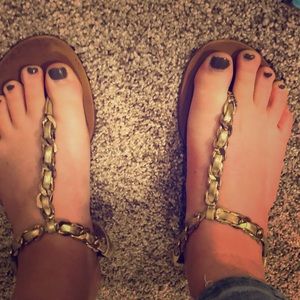 tan and gold sandals